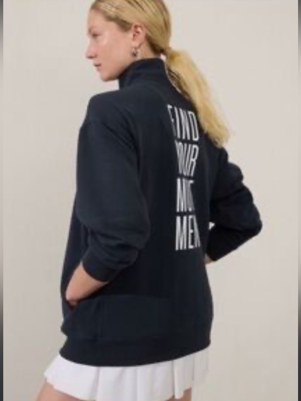 Athleta White "FIND YOUR MOVEMENT" Quarter Zip Pullover XS (fits like M-L) NWOT